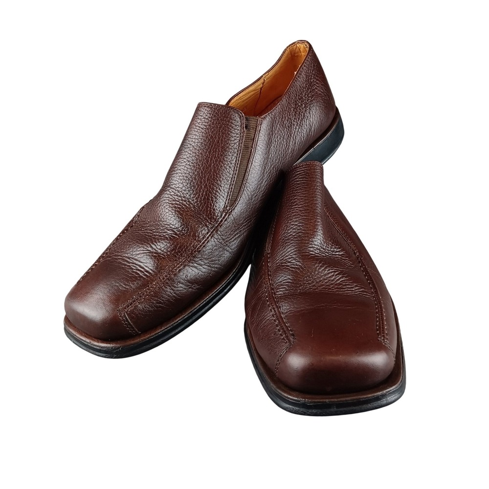 SANDRO Mens Brown Leather‎ Square Toe Slip On Loafer Dress Shoes Size 13 D